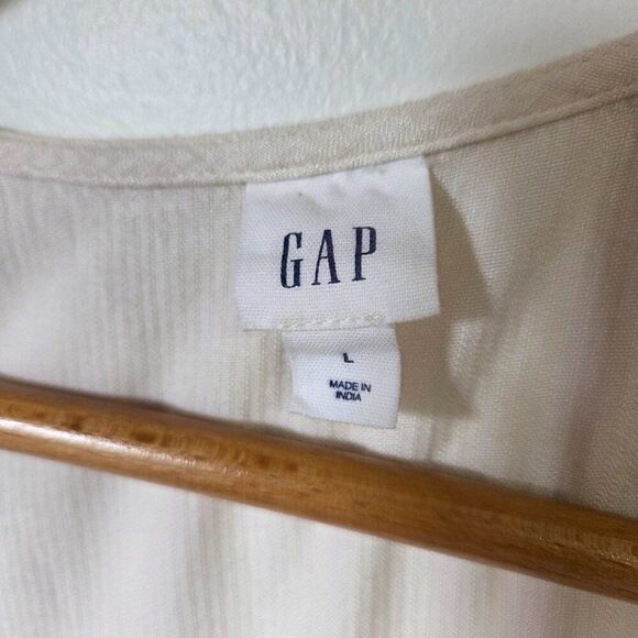 EUC GAP CREAM BOHO SCOOP NECK EMBROIDERED EDGE TANK TOP SIZE L - Picture 12 of 14